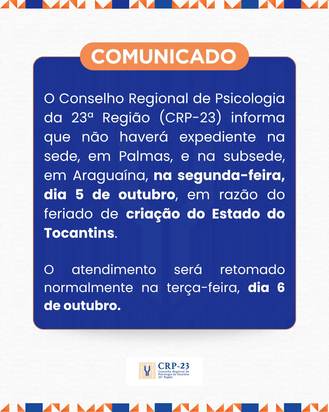 Expediente feriado 5 de outubro
