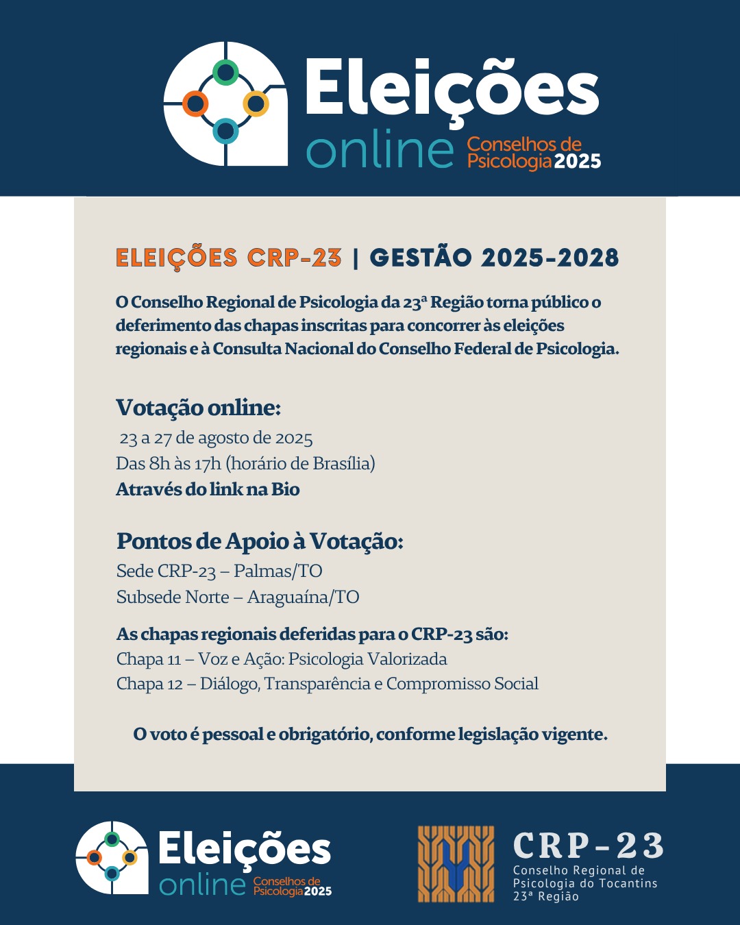 Eleições CRP-23 | Gestão 2025-2028